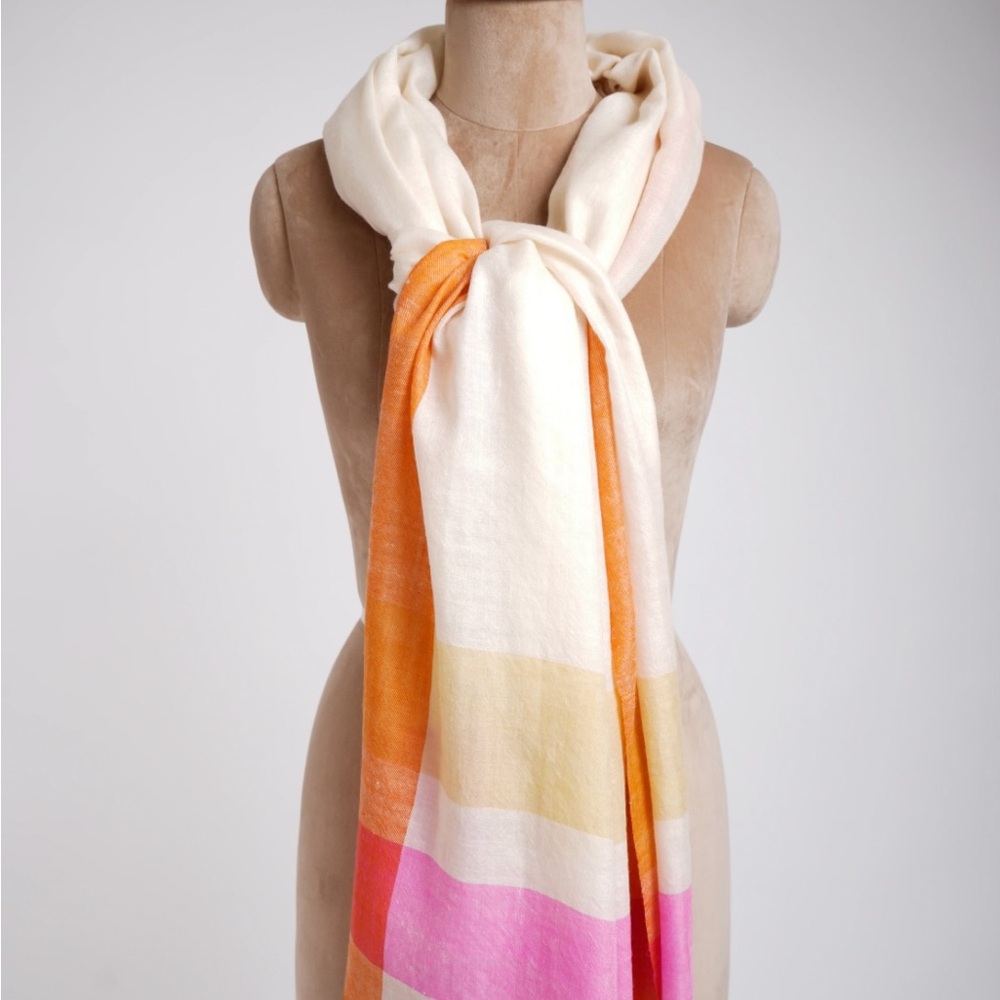 Fringed Multi Colored Striped scarf Long Length